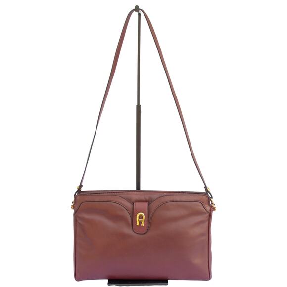 Vintage 90s Original ETIENNE AIGNER Oxblood Leather Purse Shoulder Bag Handbag - Picture 1 of 11